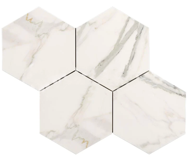 Calacatta Gold Marble 6’’ X 6’’ Hexagon Mosaic Wall Tile