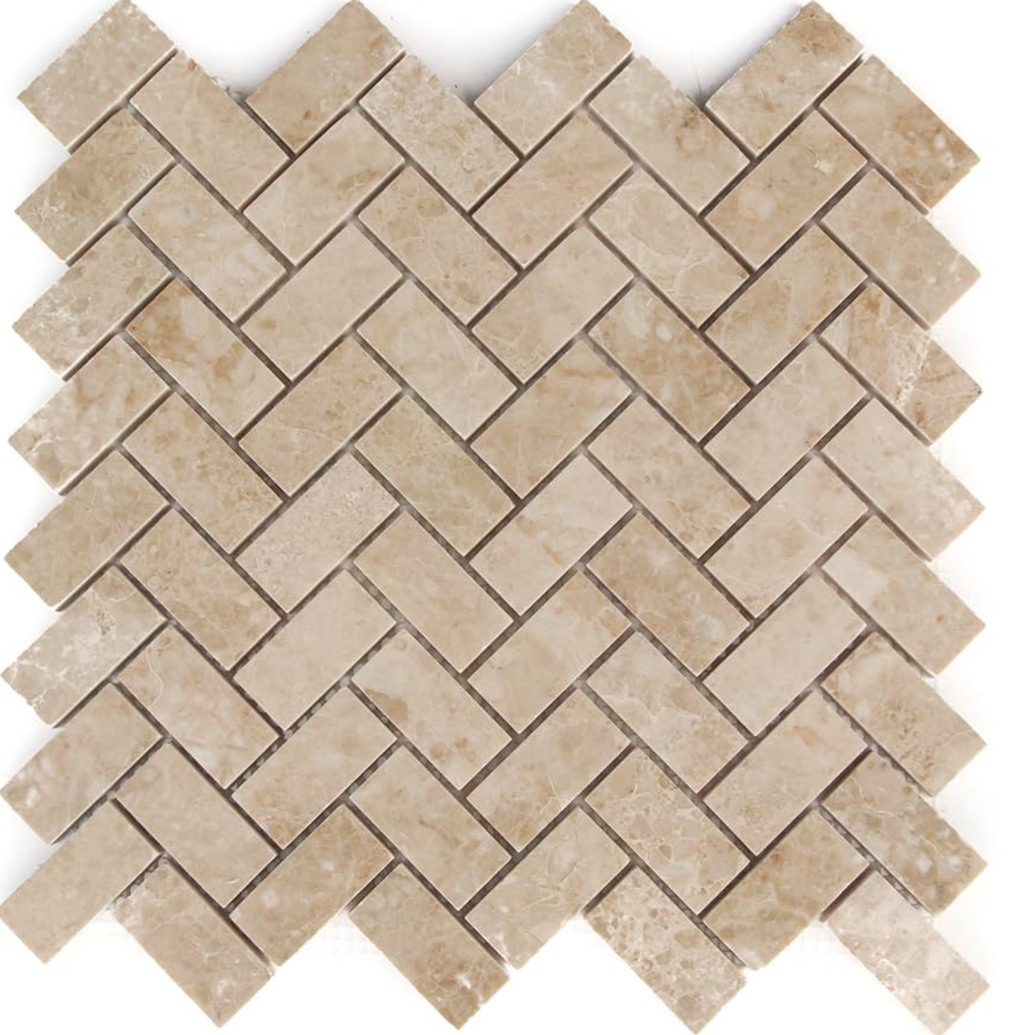 Cappuccino Marble 1’’ X 2’’ Herringbone Mosaic Backsplash Tile