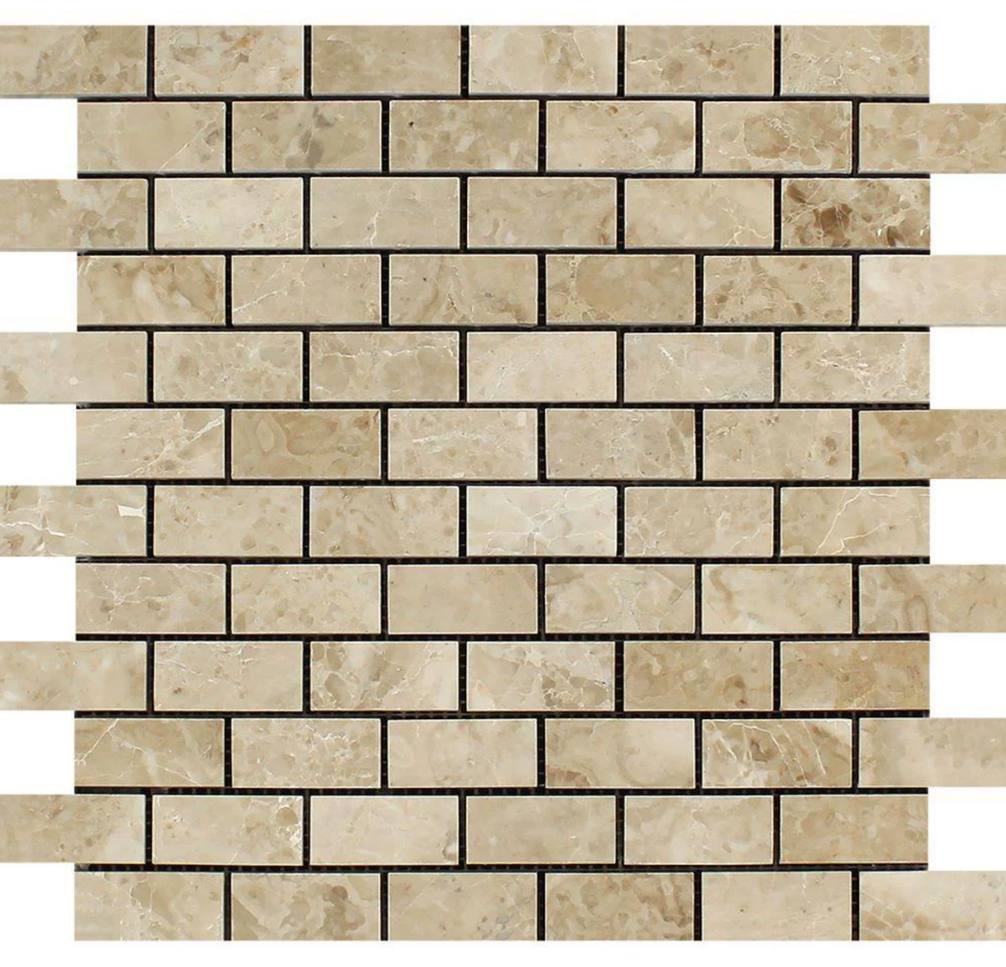 Cappuccino Marble 1’’ X 2’’ Brick Mosaic Backsplash Tile