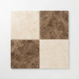 Checkerboard Travertine Tile - Ivory / Light & Noce