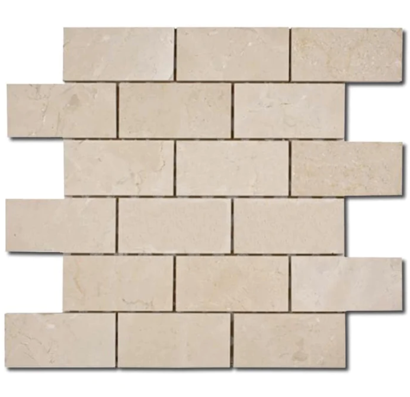 Crema Marfil Marble 2’’ X 4’’ Straight-Edged Brick Mosaic Backsplash Tile