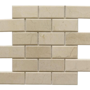 Crema Marfil Marble 2’’ X 4’’ Deep-Beveled Brick Mosaic Backsplash Tile
