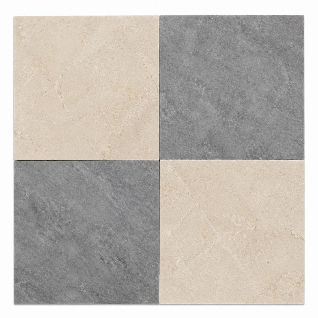 Checkerboard Marble Tile - Crema Marfil & Bardiglio Imperiale