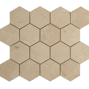 Crema Marfil Marble 3’’ X 3’’ Hexagon Mosaic Backsplash Tile