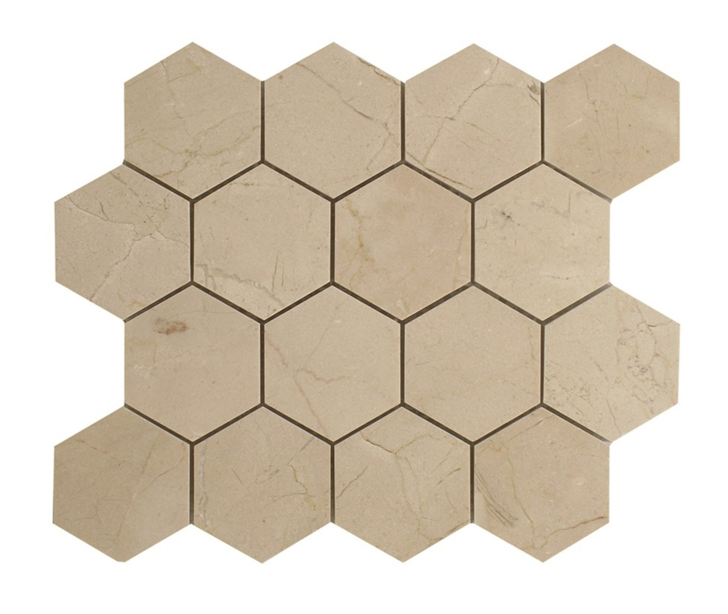 Crema Marfil Marble 3’’ X 3’’ Hexagon Mosaic Backsplash Tile