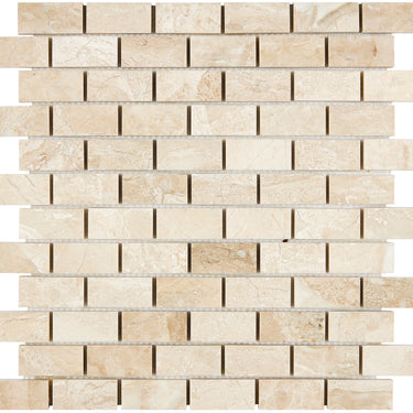 Diano Royal (Queen Beige) Marble 1’’ X 2’’ Brick Mosaic Polished/Split-Faced Wall Tile