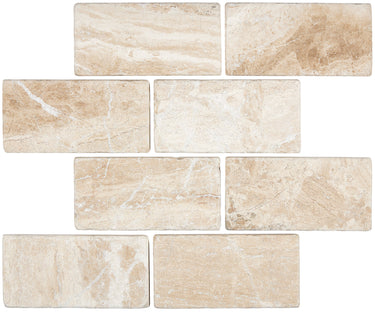 Diano Royal (Queen Beige) Marble 3’’ X 6’’ Tile Tumbled Wall Tile