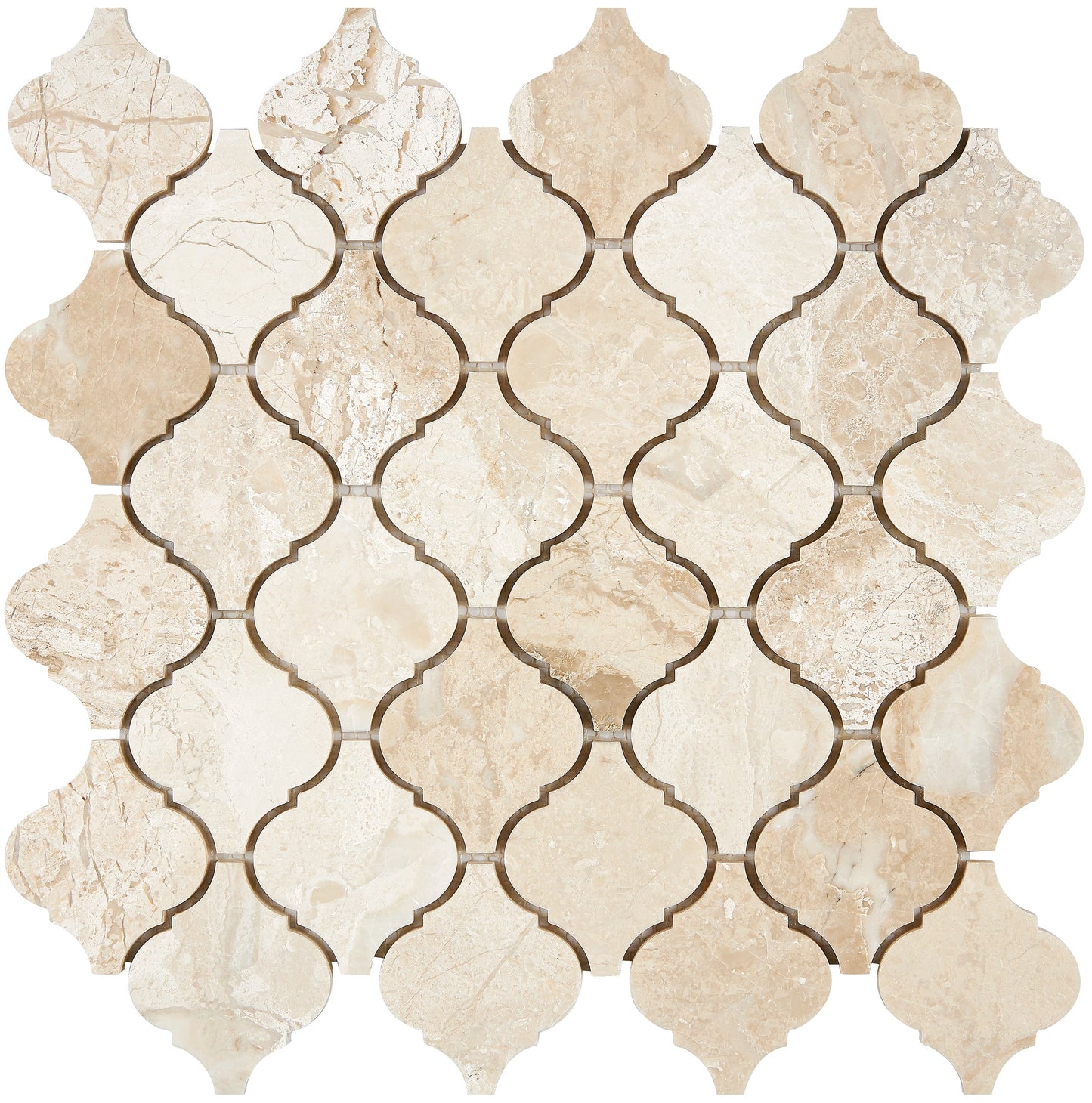Diano Royal (Queen Beige) Marble 3’’ Arabesque Lantern Mosaic Polished Wall Tile