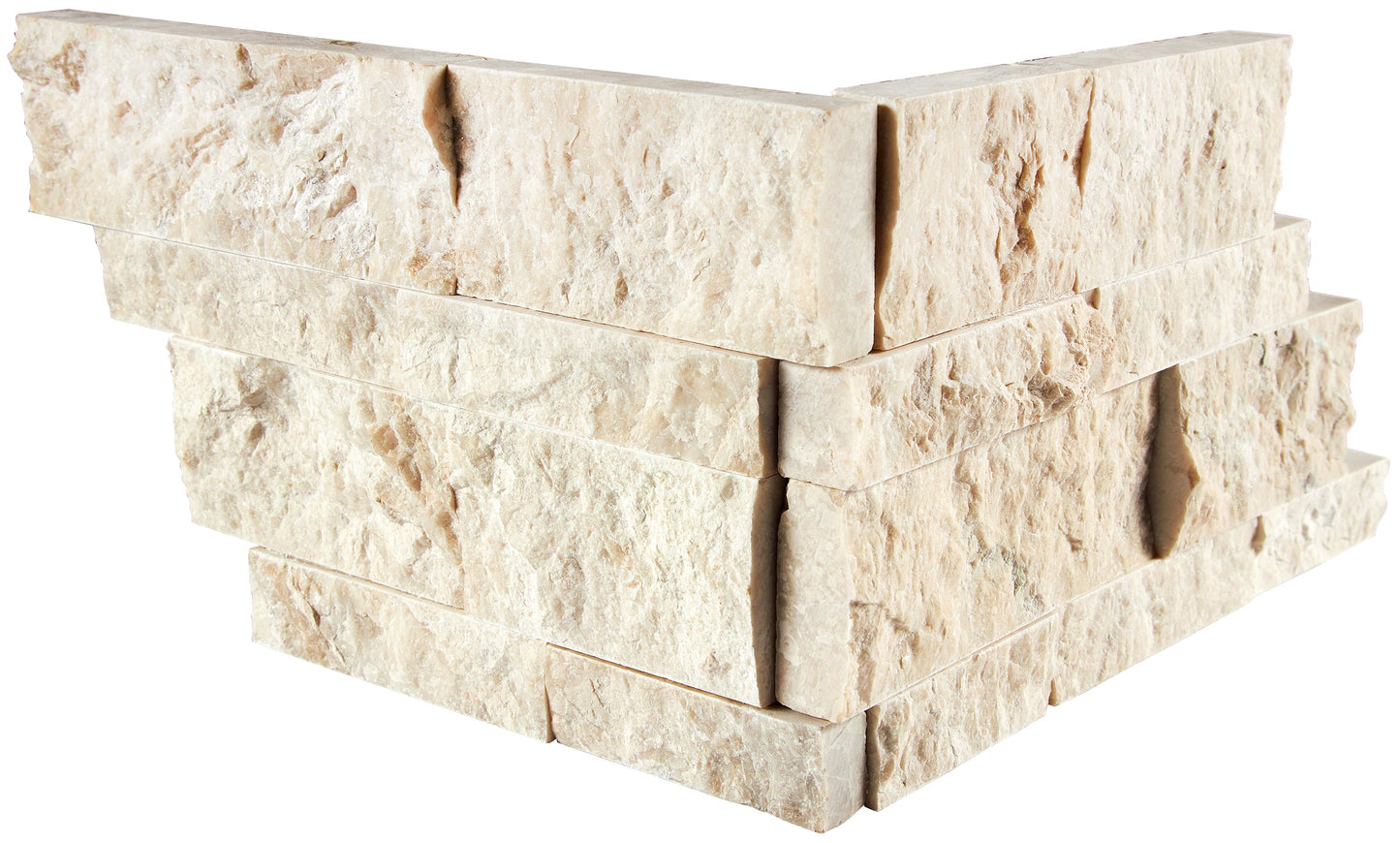 Diano Royal (Queen Beige) Marble Ledger-Panel - CORNER Split-Faced Wall Tile