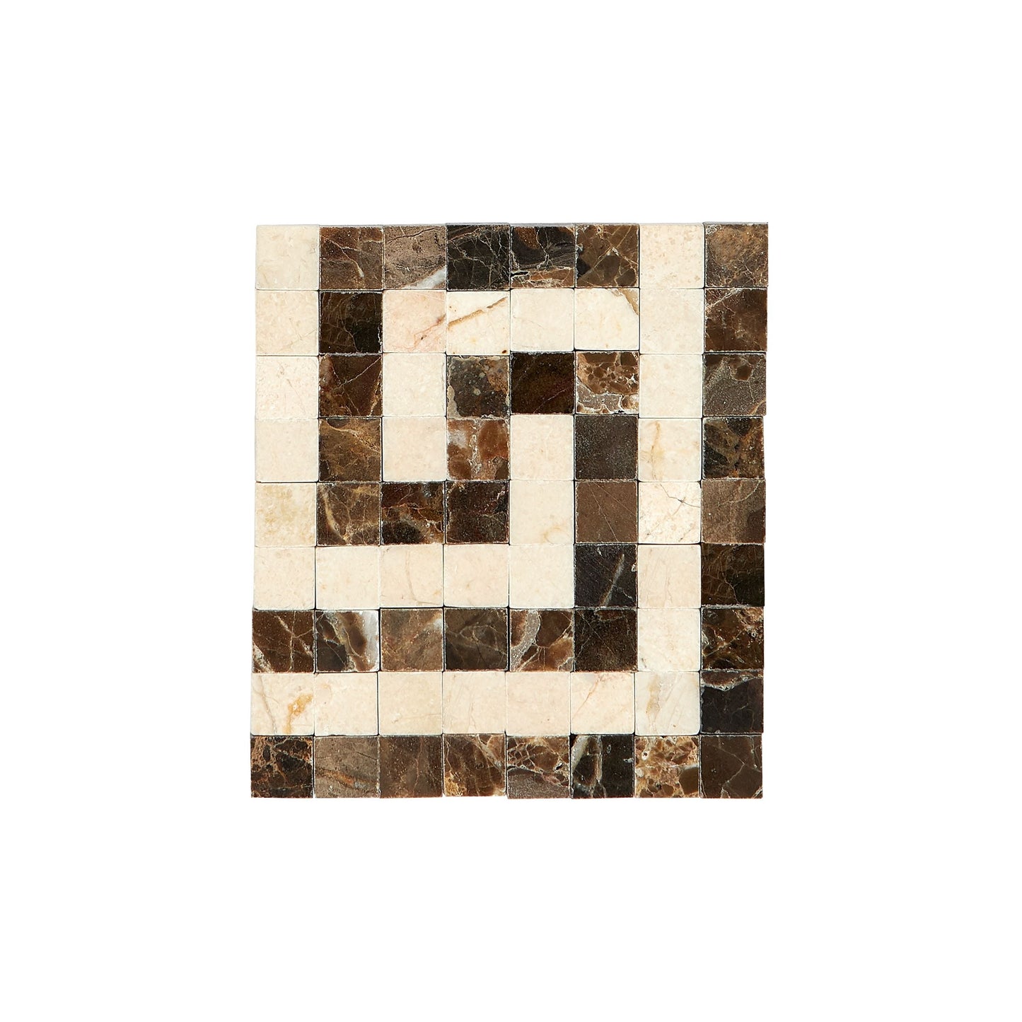 Emperador Dark Marble Greek Key Border CORNER (w/ Crema Marfil) Polished Polished / 1 pcs. Accent & Trim Tile