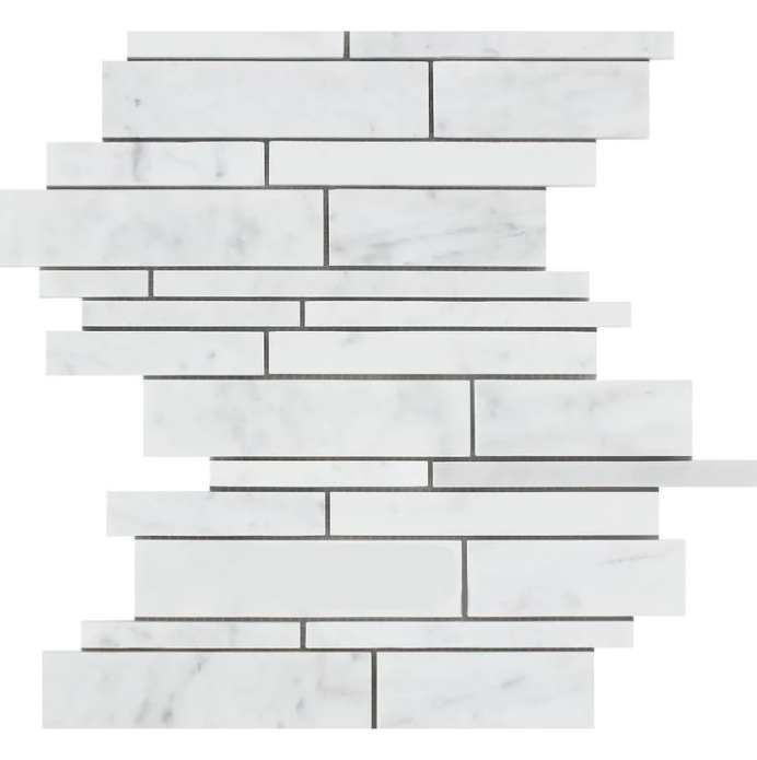 Bianco Carrara White Marble Manhattan Random-Strip Mosaic Wall Tile