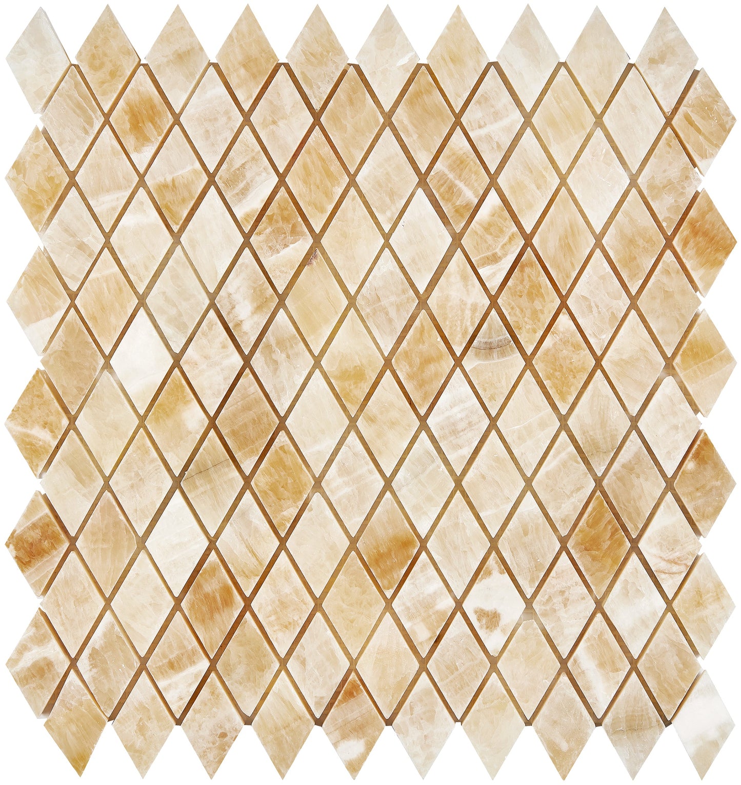 Giallo Crystal Honey Onyx 1’’ X 2’’ Diamond Mosaic Polished Backsplash Tile