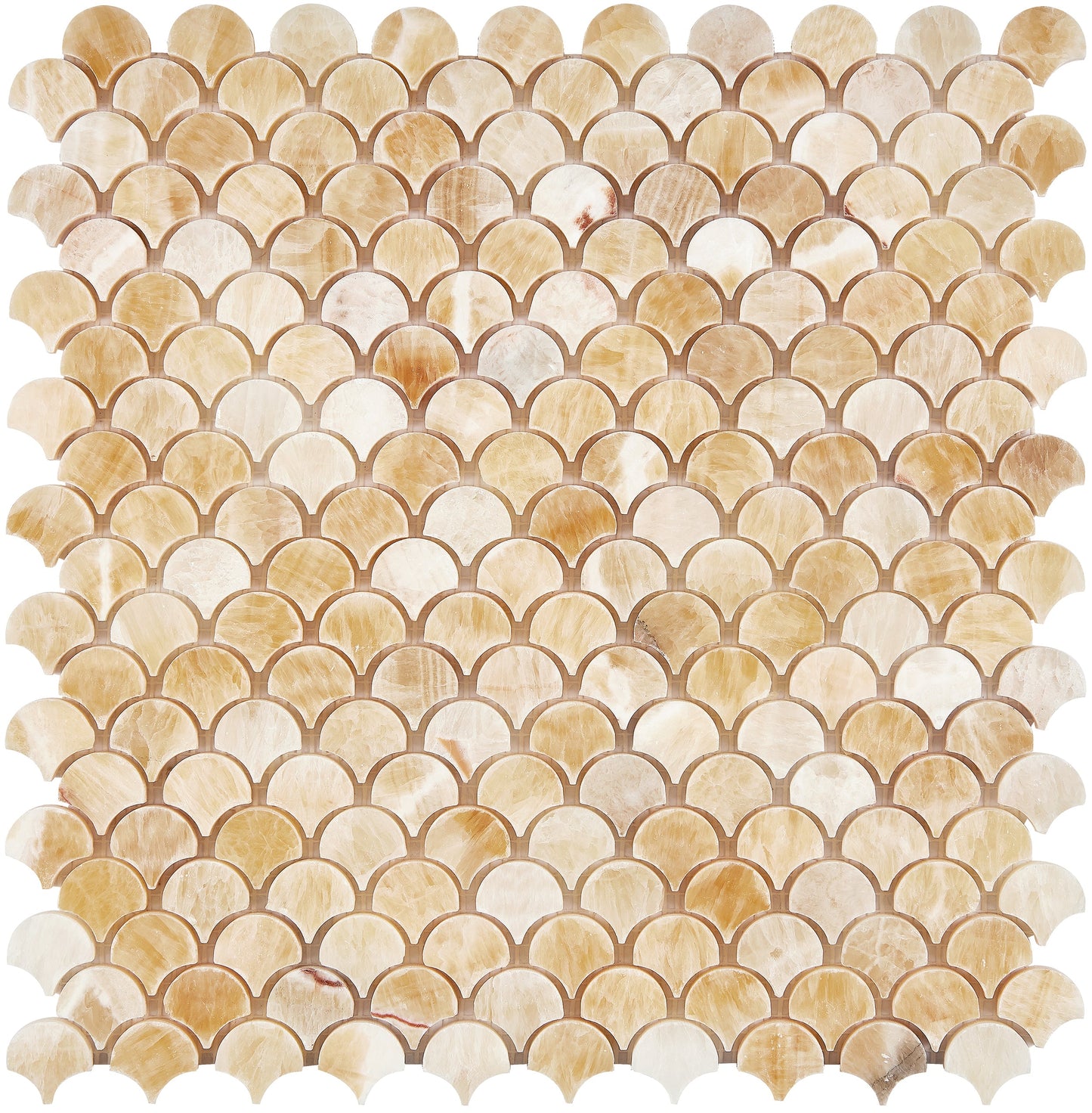 Giallo Crystal Honey Onyx Fan (Raindrop) Mosaic Polished Backsplash Tile