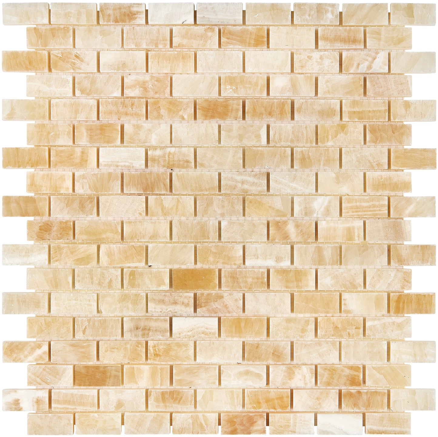 Giallo Crystal Honey Onyx 5/8’’ X 1-1/4’’ Brick Mosaic Polished Backsplash Tile