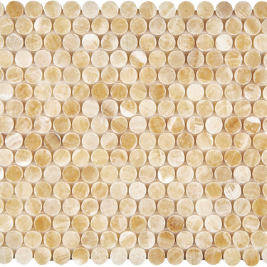 Giallo Crystal Honey Onyx Penny-Round Mosaic Polished Backsplash Tile