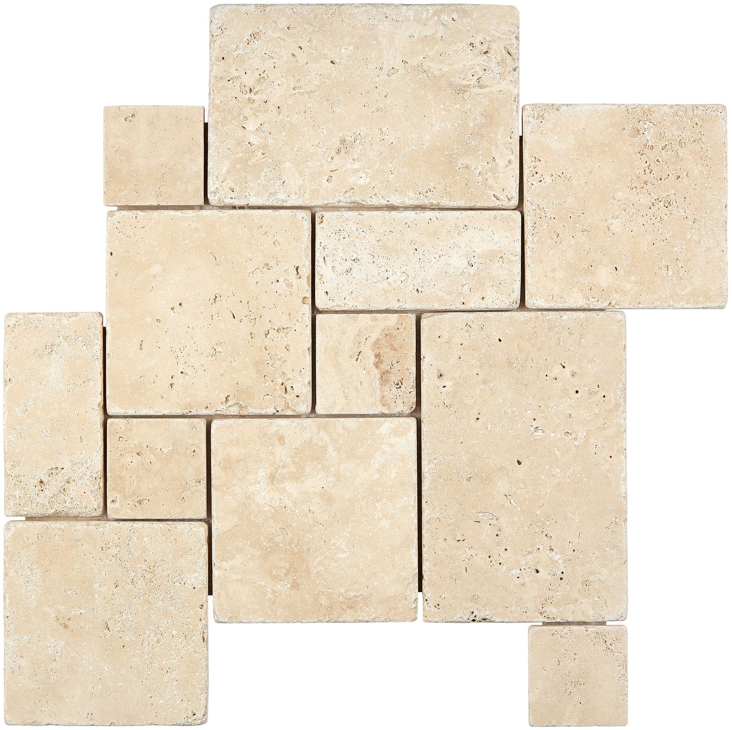 Durango Cream Travertine OPUS Mini-Pattern Mosaic Tumbled Wall Tile