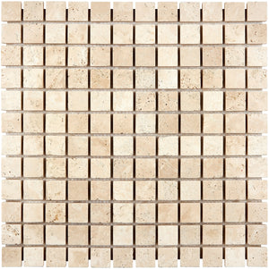 Ivory (Light) Travertine Mosaic - 1x1 Square