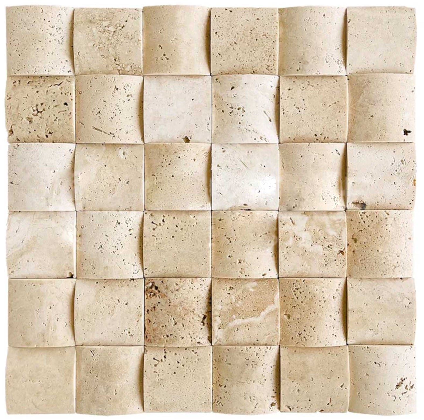 Ivory (Light) Travertine 2’’ X 2’’ Mosaic CNC-Arched (Round-Face) / 1 sheet Wall Tile