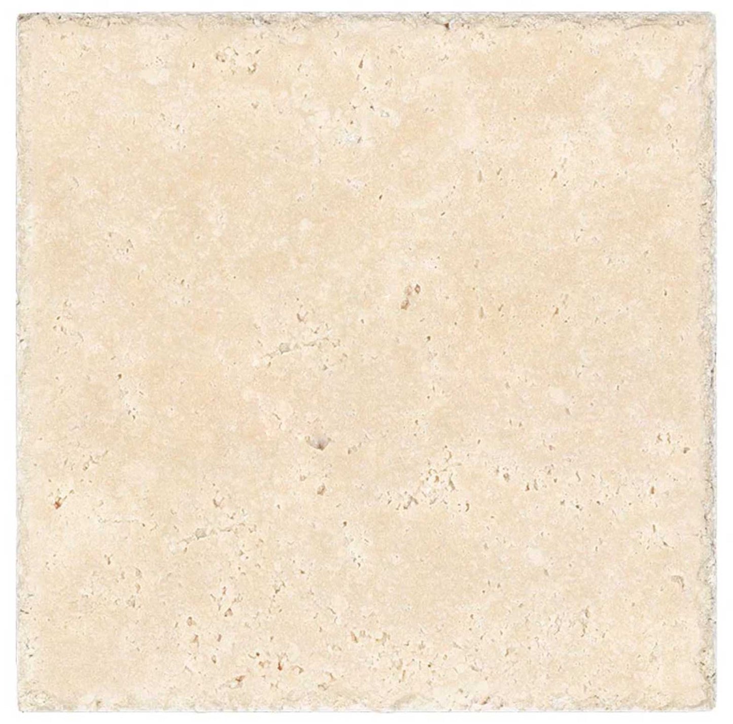Ivory (Light) Travertine 16’’ X 16’’ Tile - (Cross-cut) Brushed & Chiseled - Unfilled / 1 Sheet Wall Tile
