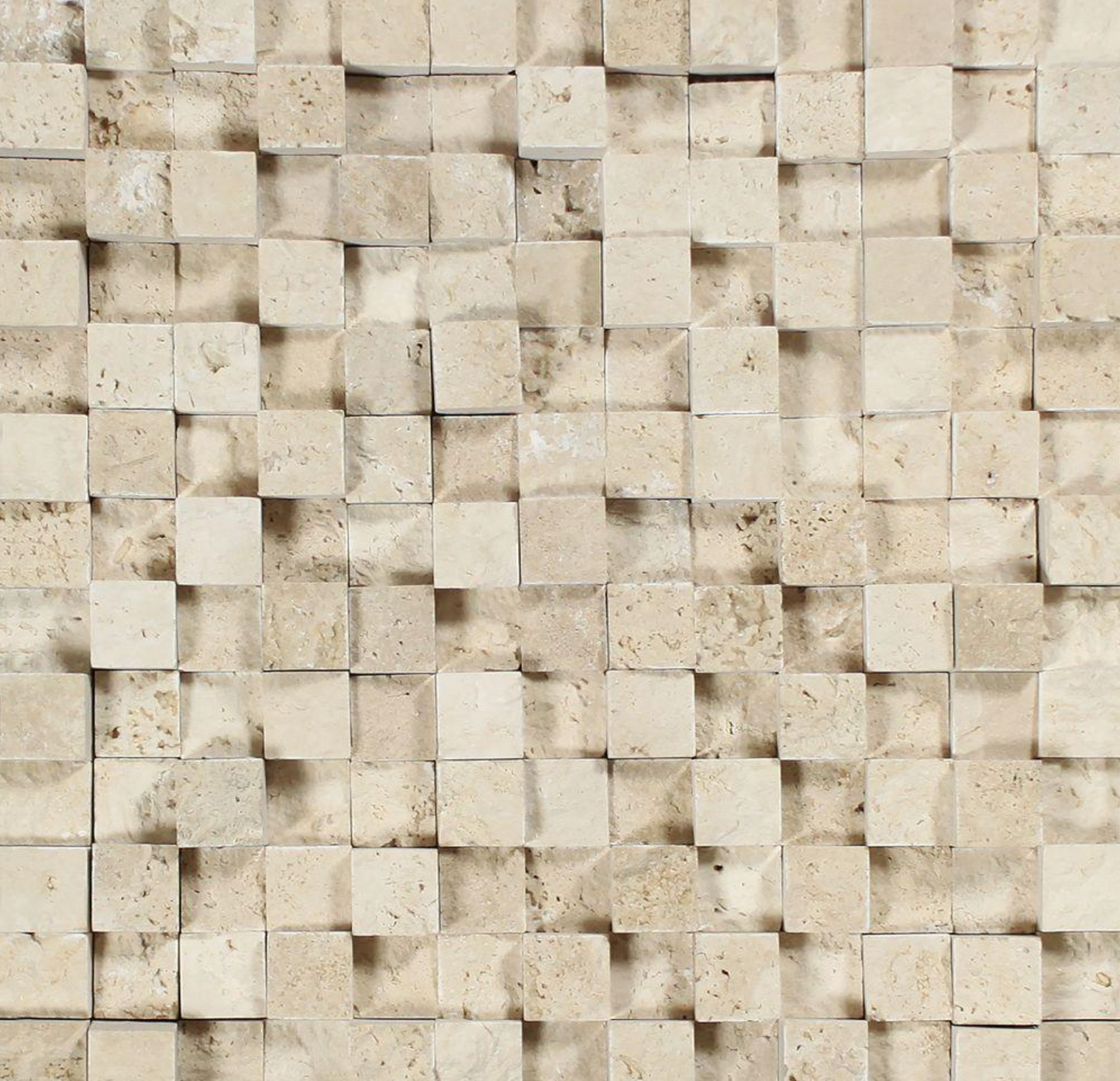 Ivory (Light) Travertine Mosaic - 1x1 Square