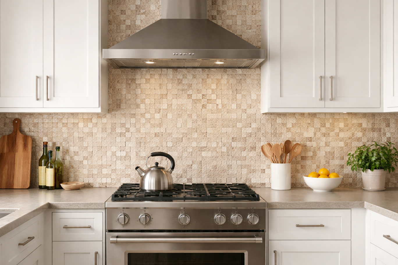 Ivory (Light) Travertine 1" X 1" Mosaic