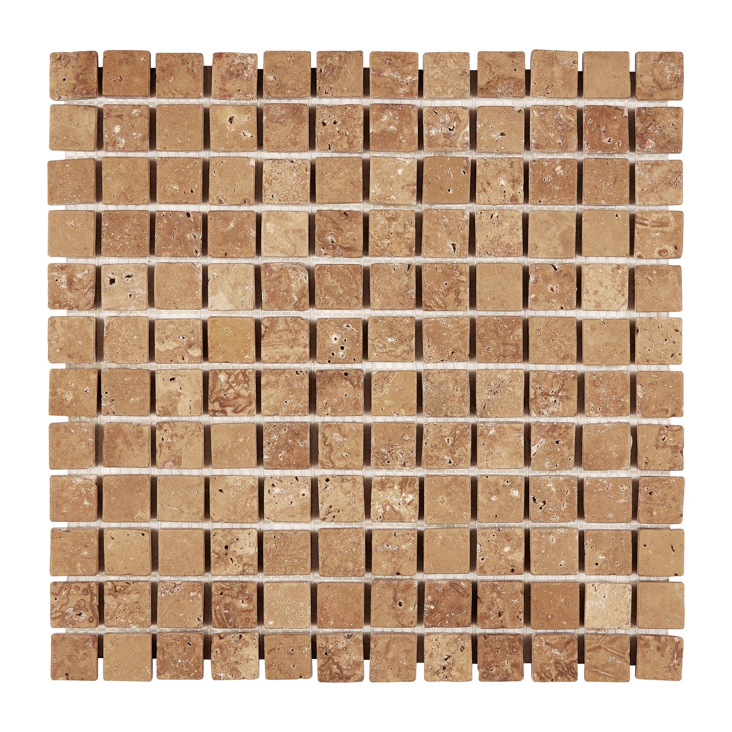 Noce Travertine 1’’ X 1’’ Mosaic Tumbled/Filled & Honed/Split-Faced Wall Tile