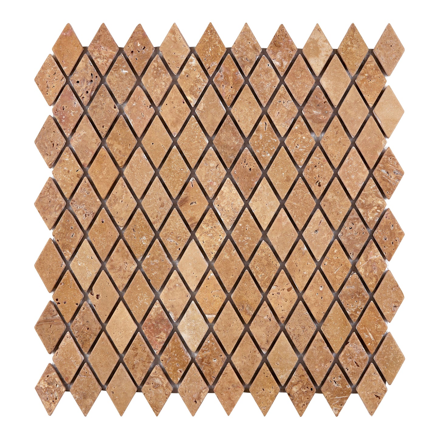 Noce Travertine 1’’ X 2’’ Diamond Mosaic Tumbled Wall Tile