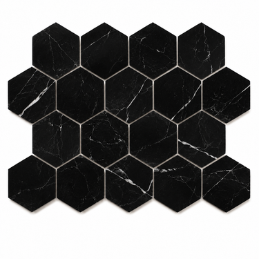 Nero Marquina Marble Mosaic - 3in Hexagon