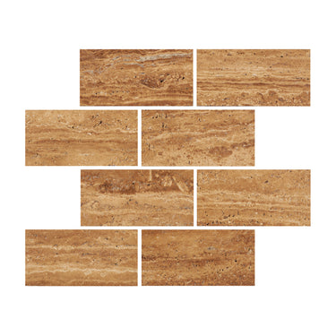 Noce Exotic Travertine Vein-Cut 3’’ X 6’’ Tile Brushed & Unfilled/Polished & Unfilled Brushed & Unfilled