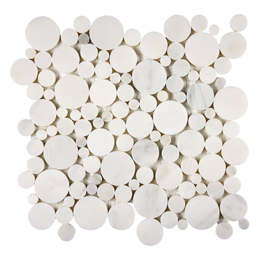 Oriental White Marble Tile - Bubbles Mosaic Polished/Honed Wall Tile