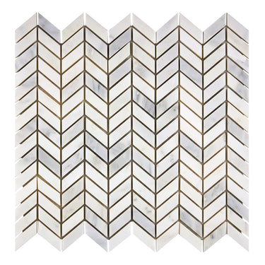Oriental White Marble Tile - Chevron Mini Polished/Honed Wall Tile