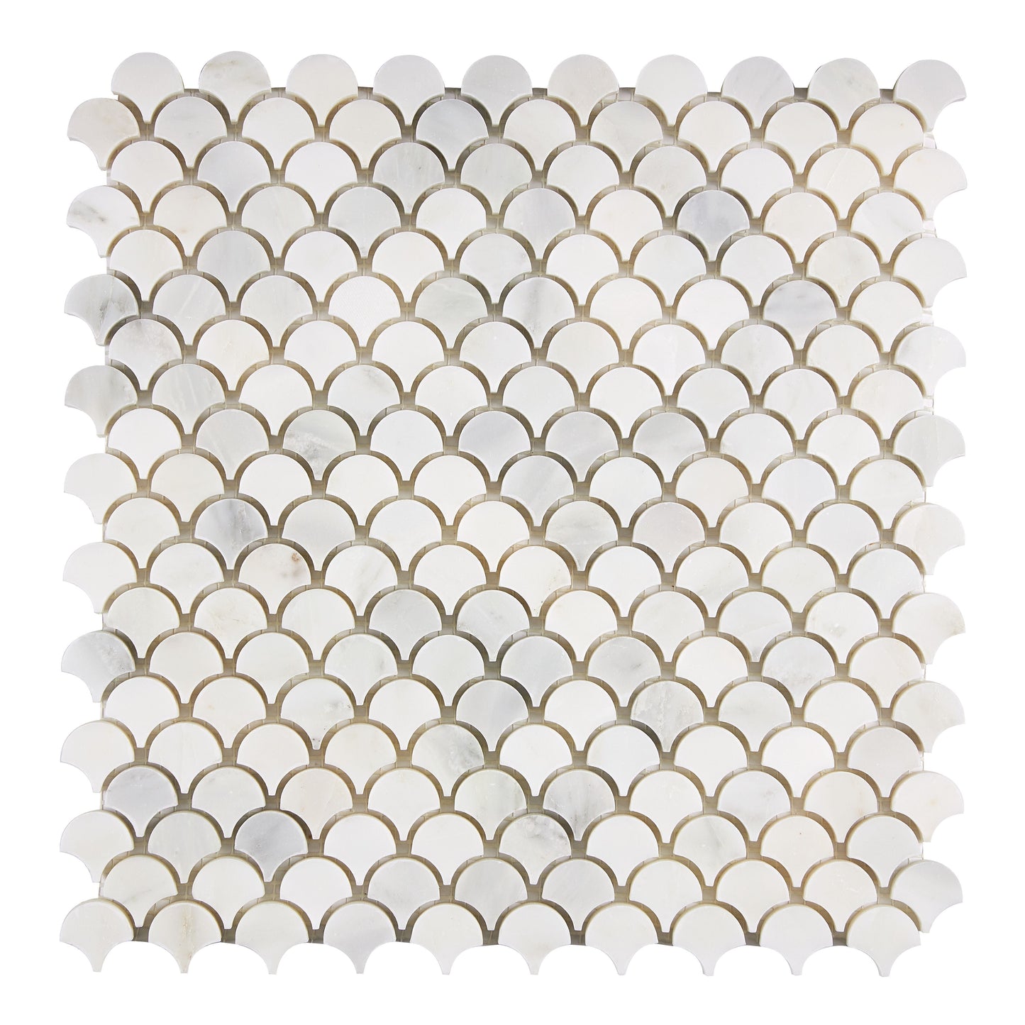 Oriental White (Asian Statuary) Marble FAN (Raindrop) Mosaic Polished/Honed Wall Tile