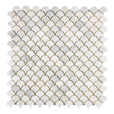 Oriental White Marble Tile - FAN (Raindrop) Mosaic Polished/Honed Wall Tile