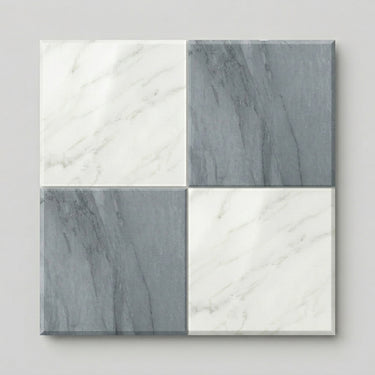 Checkerboard Marble Tile - Oriental White & Bardiglio Imperiale