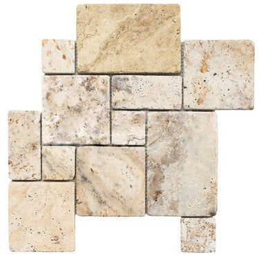Philadelphia Travertine OPUS Mini-Pattern Mosaic Interlocking Tumbled Wall Tile