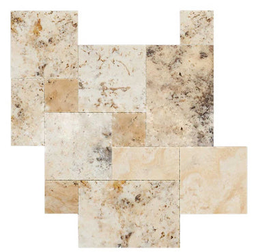 Philadelphia Travertine Versailles Pattern Tile Brushed & Chiseled - Unfilled Wall Tile