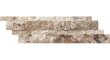 Philadelphia Travertine Split-Face Ledger Panel in Creamy Beige and Brown