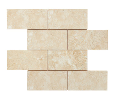 Durango Cream Travertine 3’’ X 6’’ Tile Micro-Beveled Filled & Honed Wall Tile