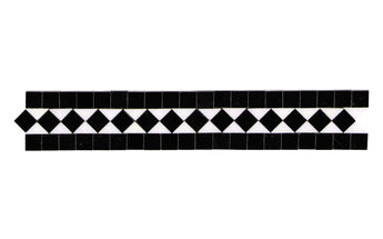 Thassos White Marble 2’’ X 12’’ BIAS Border (w/ Black) Polished/Honed Accent & Trim Tile