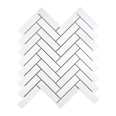 Thassos White Marble 1’’ X 4’’ Herringbone Mosaic Polished/Honed Backsplash Tile