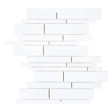 Thassos White Marble Manhattan Random-Strip Mosaic Polished/Honed Backsplash Tile