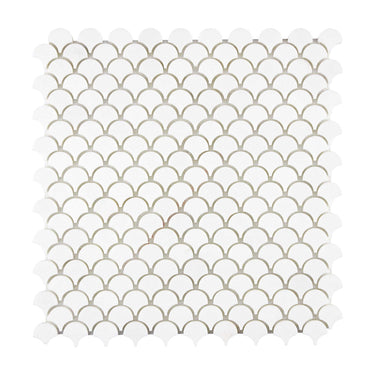Thassos White Marble FAN (Raindrop) Mosaic Polished/Honed Backsplash Tile