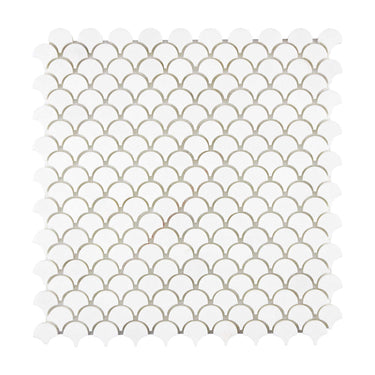 Thassos White Marble FAN (Raindrop) Mosaic Polished/Honed Backsplash Tile