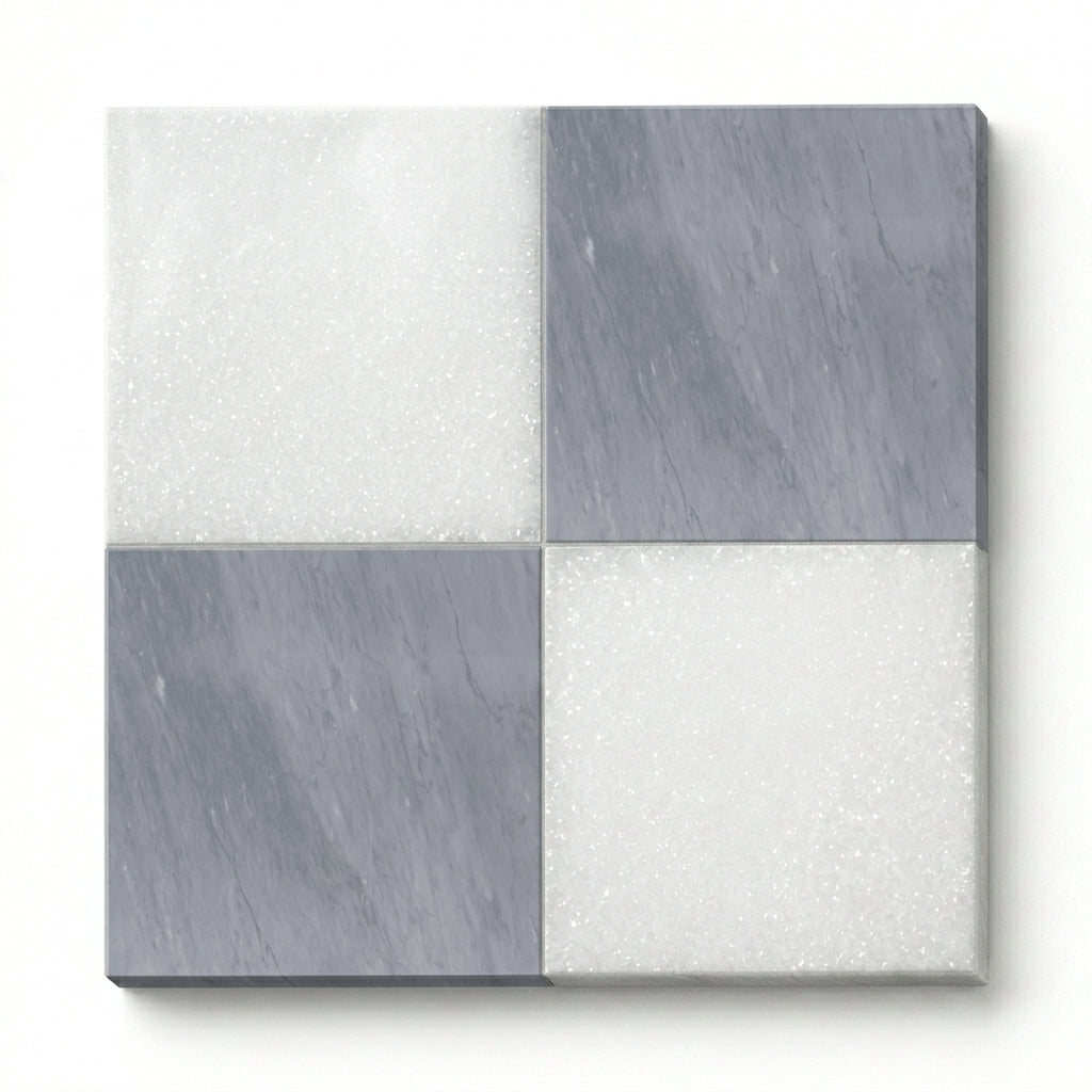 Checkerboard Marble Tile - Thassos White & Bardiglio Imperiale