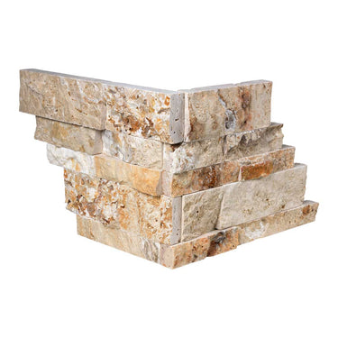 Valencia Travertine Ledger Panel - CORNER Split-Faced Wall Tile