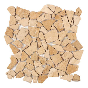 Walnut Travertine Mosaic - Flat-Pebble