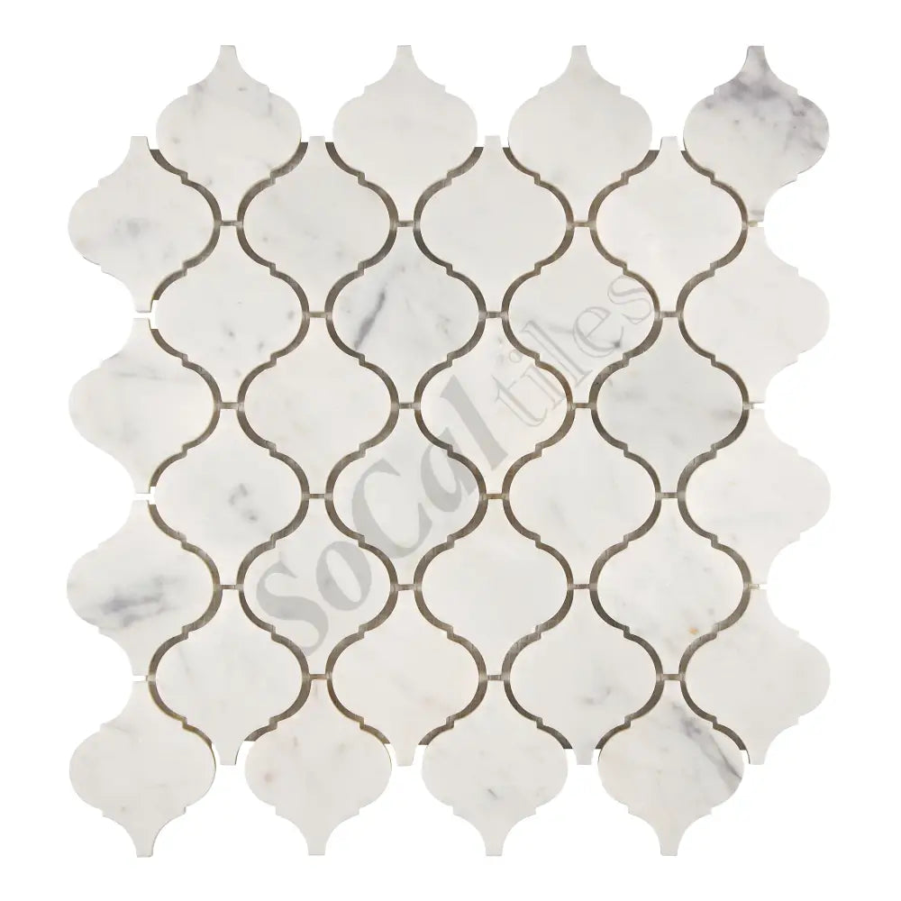 Bianco Carrara White Marble 3’’ Arabesque Lantern Mosaic Wall Tile