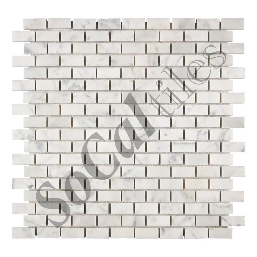 Bianco Carrara White Marble 5/8’’ X 1-1/4’’ Brick Mosaic Wall Tile