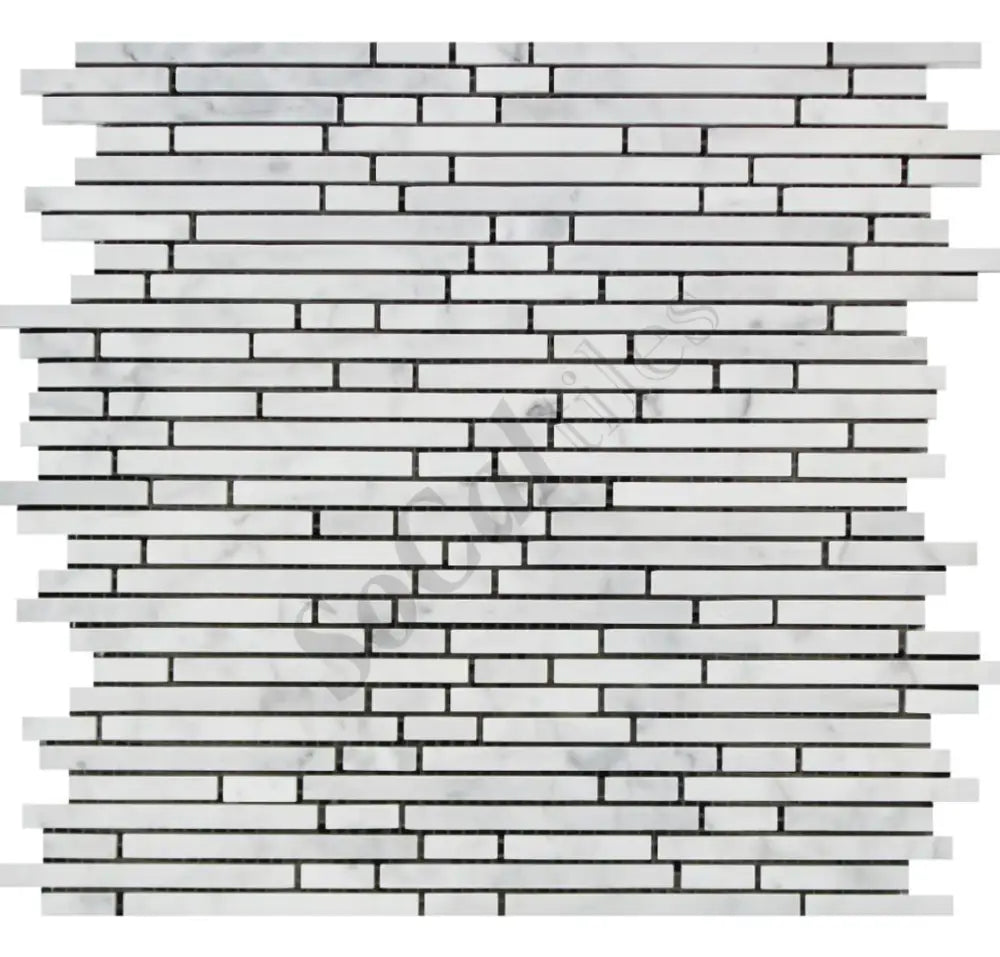 Bianco Carrara White Marble Bamboo Sticks Mosaic Wall Tile