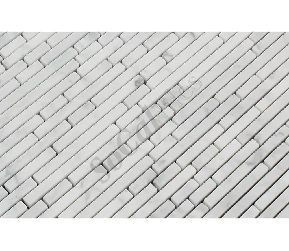 Bianco Carrara White Marble Bamboo Sticks Mosaic Wall Tile